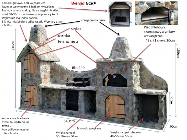 grill wędzarnia ogrodowy piec chlebowy kuchnia G1 model KP