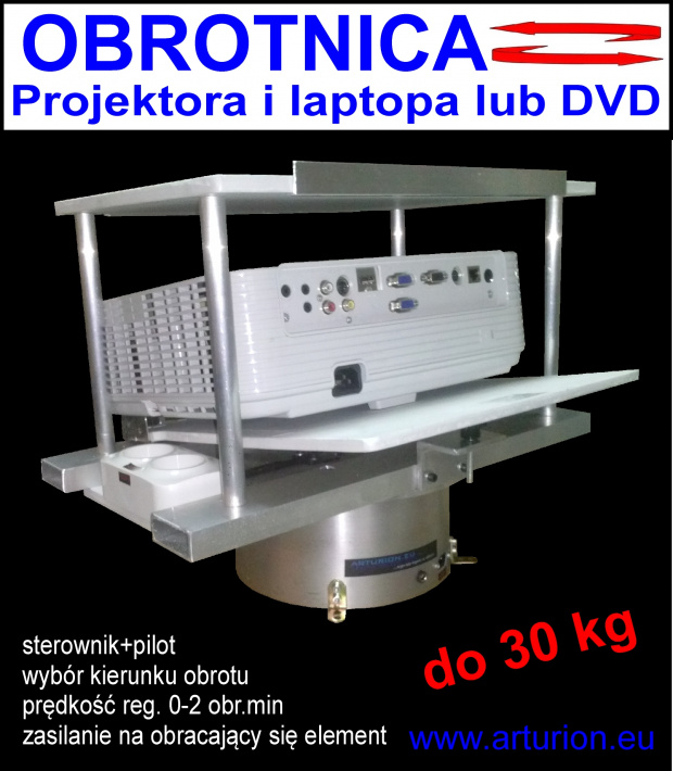 Ekspozytor Obrotnica Kawalet Napęd reklamy do 30kg pod projektor reklamowy, sterowanie. www.arturion.eu